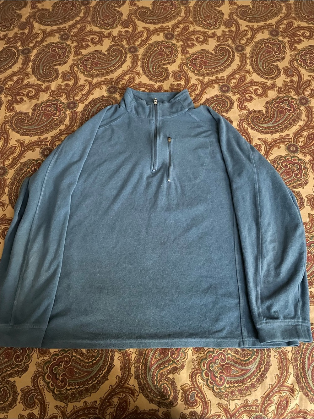 vintage L.L. Bean Men's Slate Blue Quarter-Zip Fleece Pullover